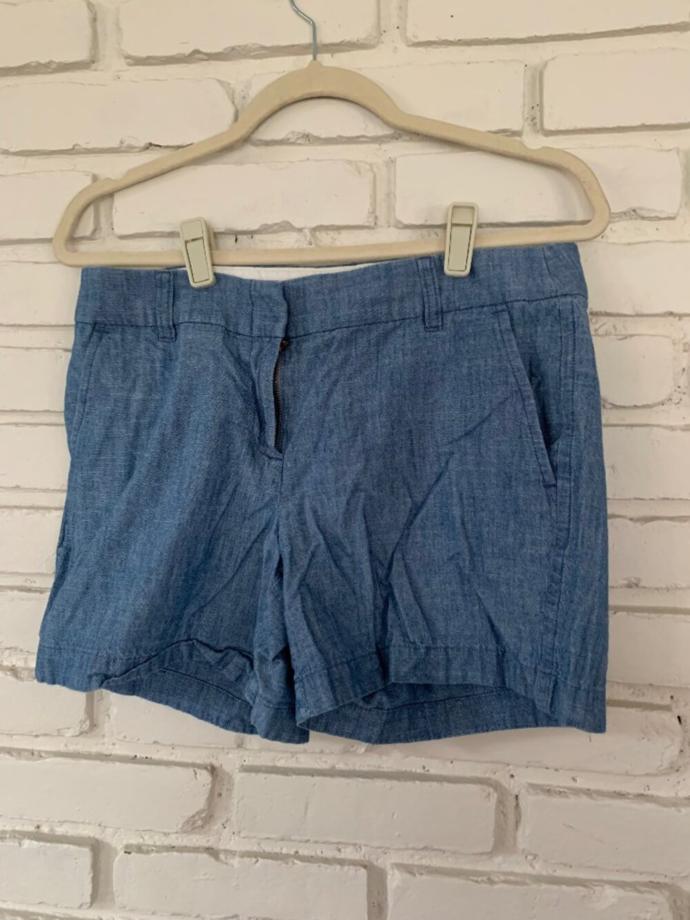 J Crew Women's SIze 6 Chambray Shorts 100% Cotton
